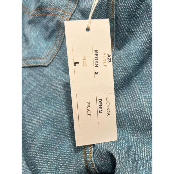 Indah Light Denim Print Megan Bell Bottom Pants Size L - Picture 2 of 3